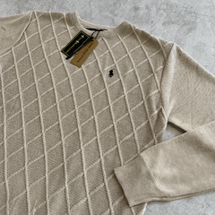 SWEATER TRAMADO ROMBO BEIGE - Elixir Indumentaria