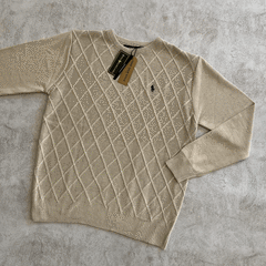 SWEATER TRAMADO ROMBO BEIGE - comprar online