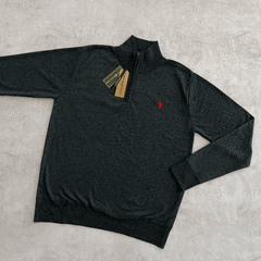 SWEATER MEDIOCIERRE POLO GRIS TOPO JASPEADO - comprar online