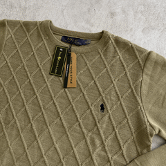 SWEATER TRAMADO ROMBO MARRON en internet