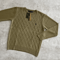 SWEATER TRAMADO ROMBO MARRON - comprar online