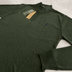 SWEATER MEDIOCIERRE POLO VERDE JASPEADO - Elixir Indumentaria