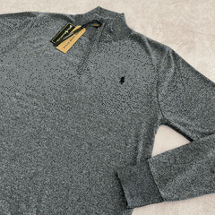 SWEATER MEDIOCIERRE POLO GRIS CLARO JASPEADO - Elixir Indumentaria
