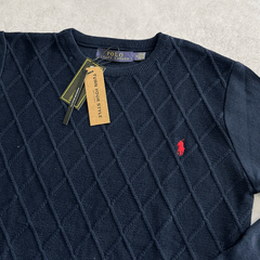 SWEATER TRAMADO ROMBO AZUL MARINO en internet