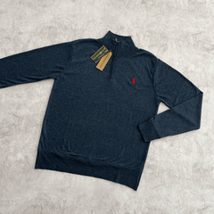 SWEATER MEDIOCIERRE POLO AZUL JASPEADO - comprar online