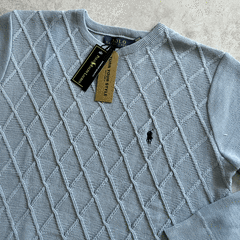 SWEATER TRAMADO ROMBO CELESTE en internet