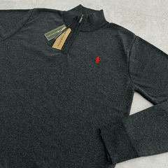 SWEATER MEDIOCIERRE POLO GRIS TOPO JASPEADO - Elixir Indumentaria