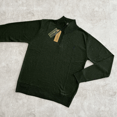 SWEATER MEDIOCIERRE POLO VERDE JASPEADO - comprar online