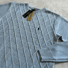 SWEATER TRAMADO ROMBO CELESTE - Elixir Indumentaria