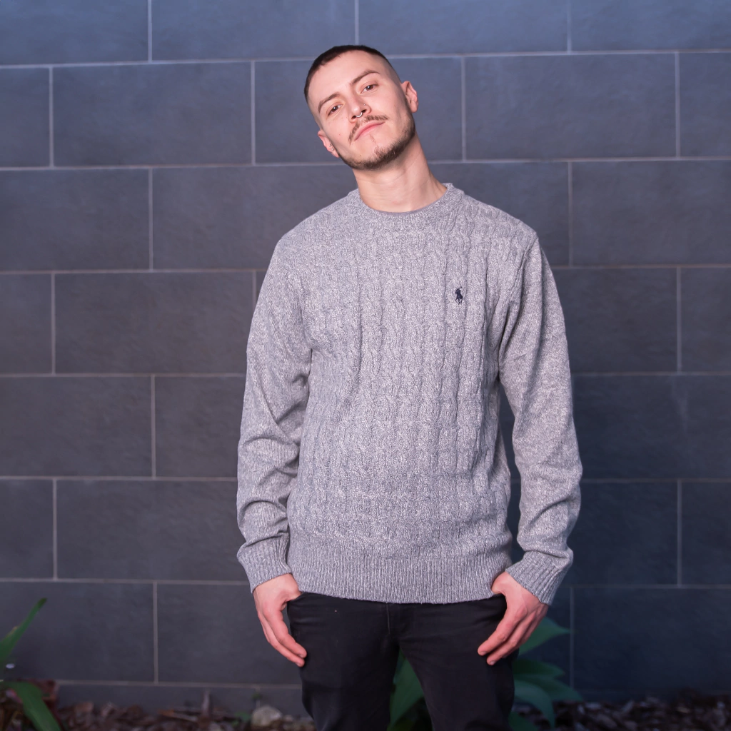 SWEATER POLO VINTAGE GRIS CLARO