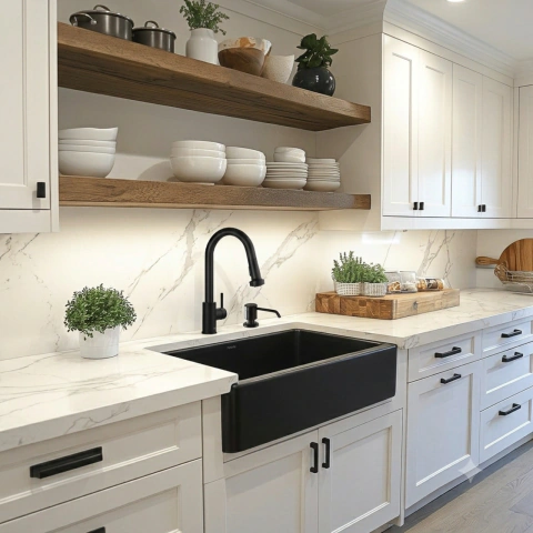 Combo Pileta Cocina Negra Bch17 con Griferia Fv Huemul