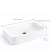 Bacha de baño rectangular blanca de porcelana con dimensiones y medidas de ancho, alto y profundidad indicadas