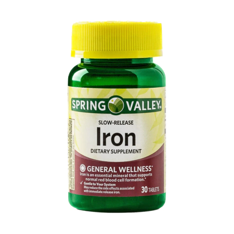 Spring Valley Ferro de liberação lenta 45 mg - 30Tablets