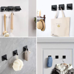 Perchero autoadhesivo acero inoxidable NEGRO