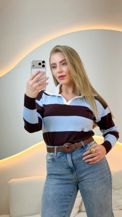 Blusa Polo Modal Listras na internet