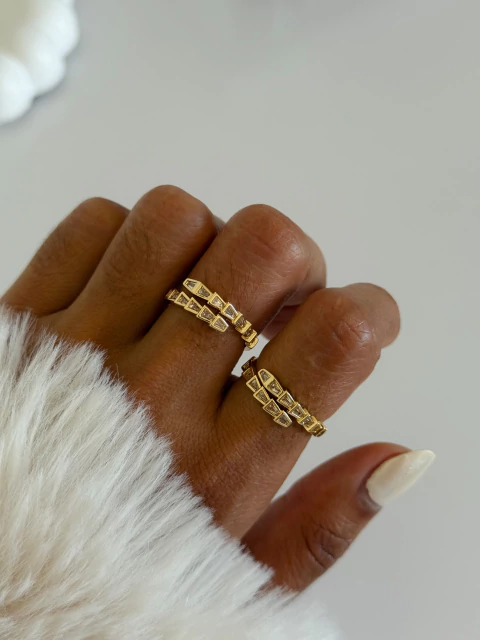 Anel Serpente Cristal - tam 17