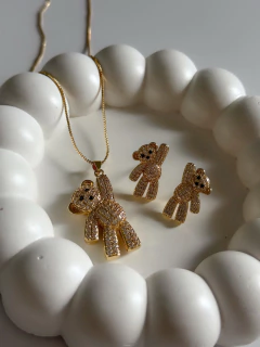 Kit Colar e Brinco Bear Dourado - loja online