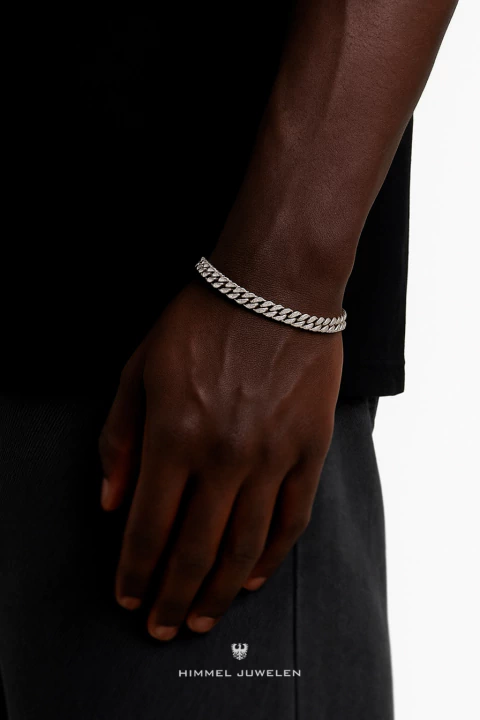 Pulsera Cubana Ice 8mm Enchape Oro Blanco VVS - comprar online