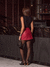 Shorts saia Tabata couro eco ilhos fivela - Aline Mezzari Brand