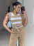 Cropped Modal Marie - Listrado Bege