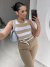 Cropped Modal Marie - Listrado Bege - loja online