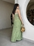 Vestido Plissado Tricot List - Verde Oliva/Cru na internet