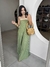 Imagem do Vestido Plissado Tricot List - Verde Oliva/Cru