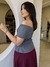 Blusa Ombro a Ombro Canelada Luana - Cinza Escuro - loja online