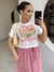 T-Shirt Bordada Rainbow - Rosa Ballet