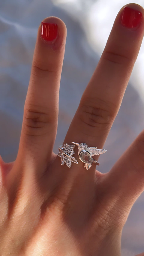 Anillo Colibri Plateado