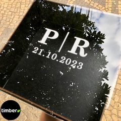 Caixa de MDF (PRETA) com tampa de acrílico transparente personalizada - Timber Decor