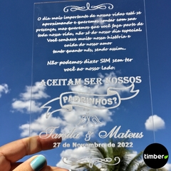 Convite Personalizado de Acrílico Transparente - comprar online