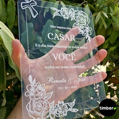Convite Personalizado de Acrílico Transparente - Timber Decor
