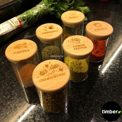 Kit Potes Herméticos de Vidro com Tampa de Bambu Personalizados