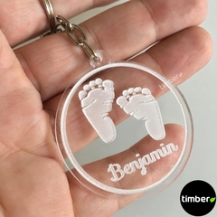 Chaveiros Personalizados de Acrílico Transparente - Pézinhos