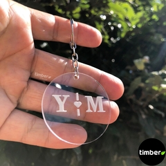 Chaveiro Personalizado - Iniciais - Acrílico Transparente - Timber Decor