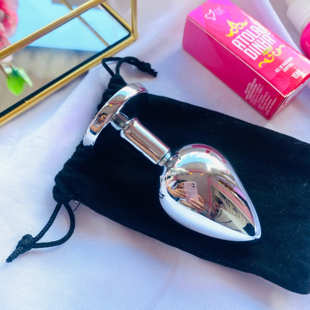 PLUG DE METAL COM PEDRA ROSA - G