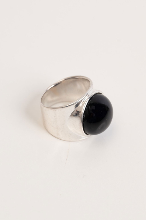 Anillo Fara - Onix Plata