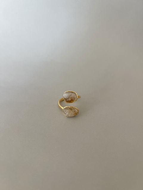 Anillo Safir - Cuarzo Citrino Oro