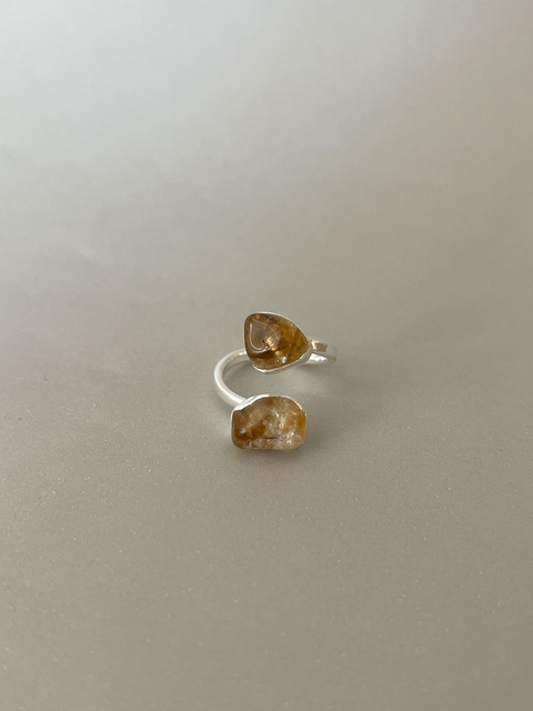 Anillo Safir - Cuarzo Citrino Plata