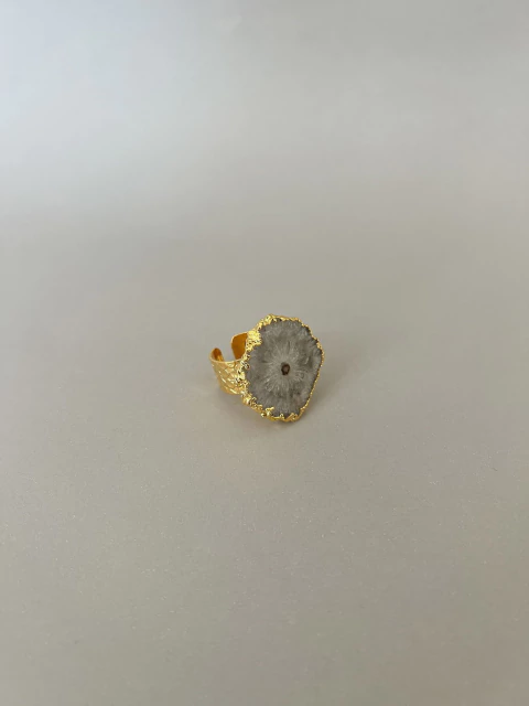 Anillo Shanti - Cuarzo Solar XL & Oro