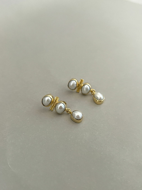 Aros Agra mini - Perla & Oro