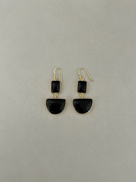 Aros Delhi - Ónix & Oro