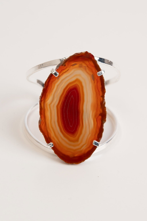 Brazalete Astra - Ágata Naranja Plata