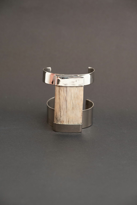 Brazalete Taba - Hueso & Alpaca
