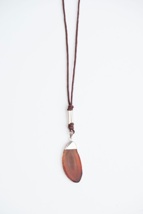 Collar CR - Ágata marrón plata