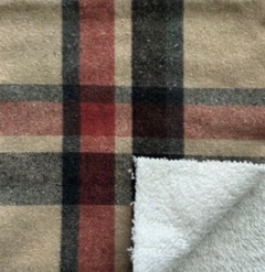 PAÑO CUADRILLE CON PIEL BEIGE-ROJO - comprar online