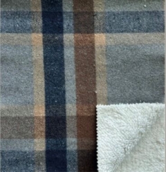 PAÑO CUADRILLE CON PIEL AZUL-CAMEL - comprar online