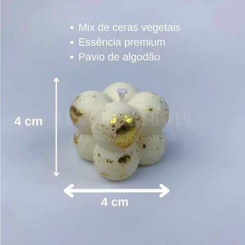 Mini Bubble Folheada a Ouro - Vela Aromática de Lembrancinha