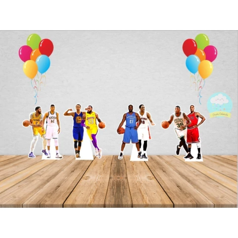 Display de Mesa Decoração de Festa Só Um bolinho Jogo Basquete NBA